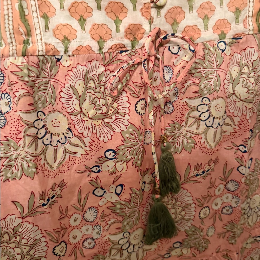 JADED GYPSY S/M Bohemian Pink Floral Maxi Dress with Tie Waist - Picture 13 of 14